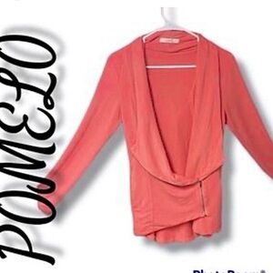Pomelo Moto Jacket Knit Coral Asymmetrical Hem High Low XS Athleisure Travel